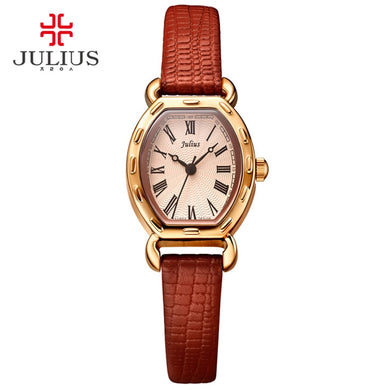 JULIUS Wrist Watches For Women Small Dial Rome Number Genuine Leather Whatch Rose Gold Antique Relogio Feminino Montre JA-544