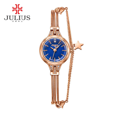 2017 New JULIUS Brand Women Watches Gold Genuine Brass Bracelet Hour Clock Montre femme reloj mujer relogio feminino JA-918