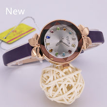 Load image into Gallery viewer, Colorful Crystal Top Julius Lady Women&#39;s Watch MIYOTA Cute Knot Fashion Hours Real Leather Bracelet Children Girl&#39;s Gift Box