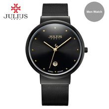 Load image into Gallery viewer, JULIUS JA-426 Men's Silver Gold Brown Black Mesh Stainless Steel Quartz Analog Diamante Dial Fashion Casual Waterproof Watch
