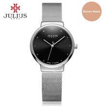 Load image into Gallery viewer, JULIUS JA-426 Men's Silver Gold Brown Black Mesh Stainless Steel Quartz Analog Diamante Dial Fashion Casual Waterproof Watch