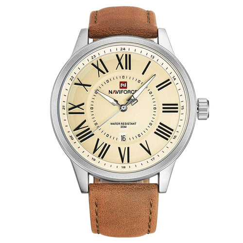 Famous Luxury Brand  Watches Men Leather Quartz Watch Army Sport Wristwatch Waterproof Clock Man Male Erkek Saatleri NAVIFORCE