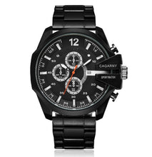 Load image into Gallery viewer, Cagarny Mens Quartz Wrist Watch Luxury Sport Wristwatch Waterproof Black Stainless Male Watches Clock Military Relogio Masculino
