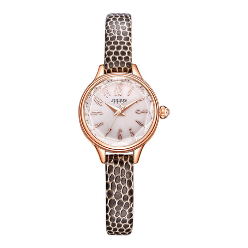 JULIUS 2018 Winter New Crocodile Genuine Leather Strap Rose Gold Watches Women Lady Fashion Dress Wrist Watch Hours Clock JA-932