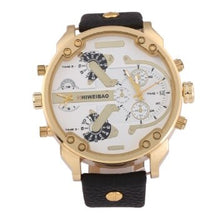 Load image into Gallery viewer, Cool Big Case Quartz Watch For Men Leather Strap Sports Mens Watches Man Dual Times Military Relogio Masculino Luxury Clock Male