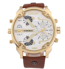 Load image into Gallery viewer, Cool Big Case Quartz Watch For Men Leather Strap Sports Mens Watches Man Dual Times Military Relogio Masculino Luxury Clock Male