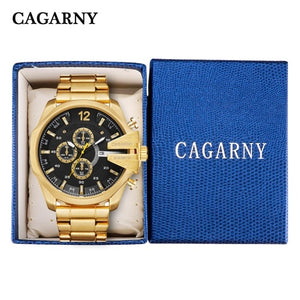 Mens Watches Top Brand Luxury Gold Steel Quartz Watch Men Cagarny Casual Male Wrist Watch Waterproof Military Relogio Masculino