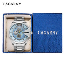 Load image into Gallery viewer, Cagarny Mens Watches Top Luxury Brand Men Silver Steel Male Quartz Watch Men Waterproof Relogio Masculino Military Montre Homme