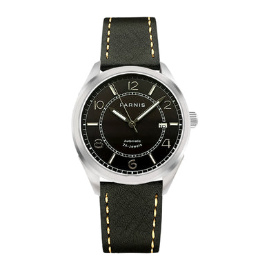 Parnis 42MM Mechanical Automatic Men Watches Black Dial Luminous Diver Men's Leather Watch Strap Man Clock erkek kol saatleri
